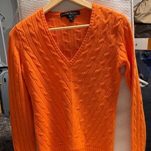 Ralph Lauren Bright Orange Cashmere V Neck sweater